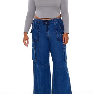 Plus Size Mid-Rise Cargo Jeans