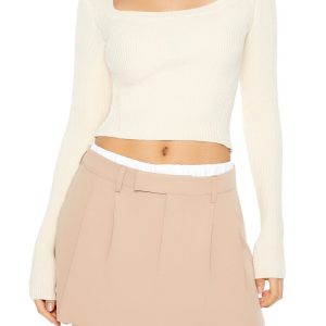 Cropped Rib-Knit Sweater