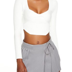 Twisted Sweater-Knit Crop Top