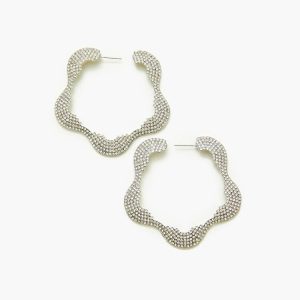 Rhinestone Floral Hoop Earrings