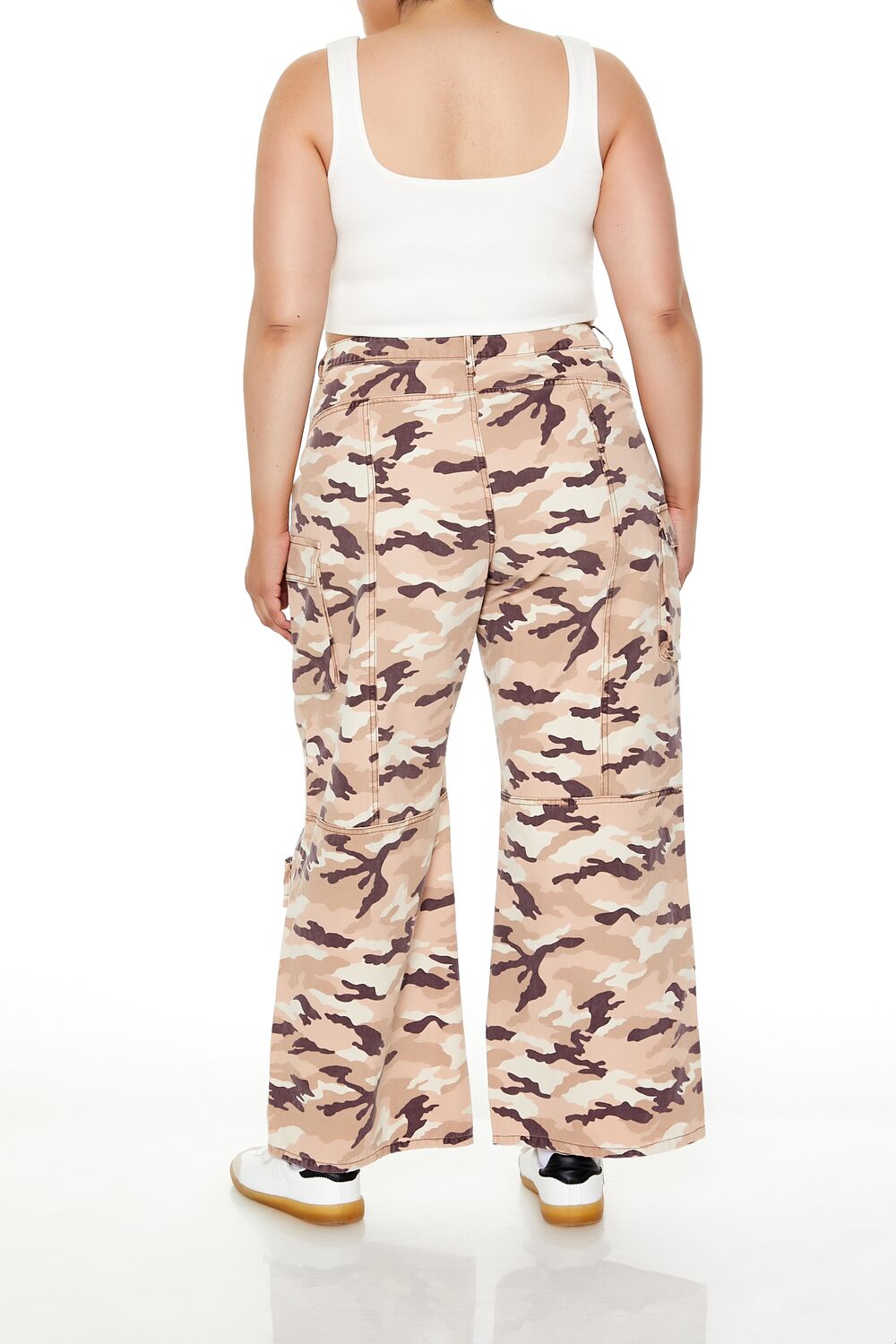 Plus Size Leaf Print Cargo Pants - Image 4