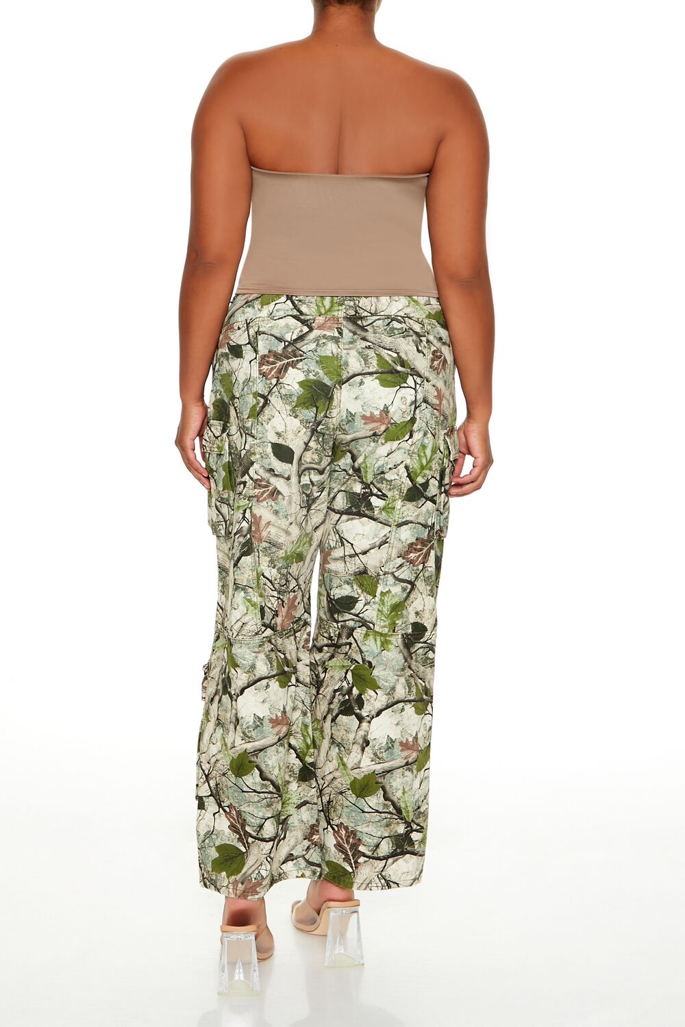 Plus Size Leaf Print Cargo Pants - Image 9