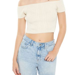 Sweater-Knit Off-the-Shoulder Crop Top