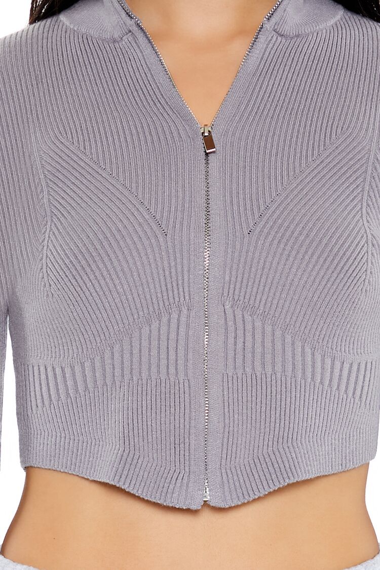 Cropped Zip-Up Sweater - Image 3