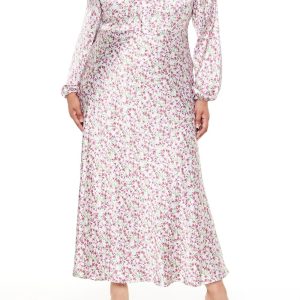 Plus Size Satin Floral Maxi Dress