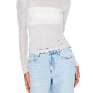 Mesh Rhinestone Flame Top