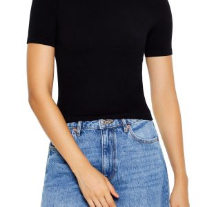 Cropped Seamless Ribbed Tee