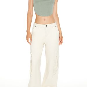 Mid-Rise Wide-Leg Cargo Pants