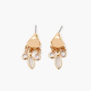 Faux Gem Charm Hoop Earrings