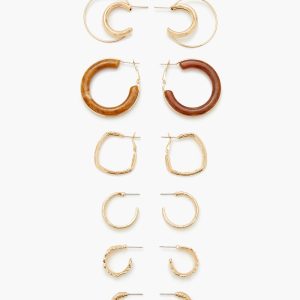 Faux Stone Hoop Earring Set