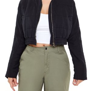 Quilted Zip-Up Cropped Jacket