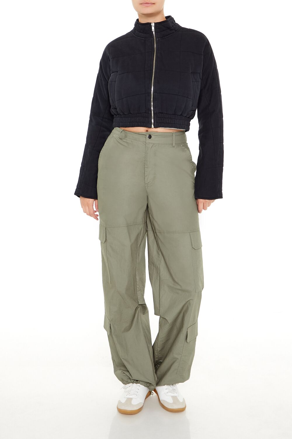 Quilted Zip-Up Cropped Jacket - Image 2