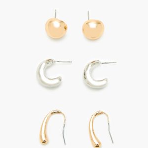 Stud & Geo Hoop Earring Set