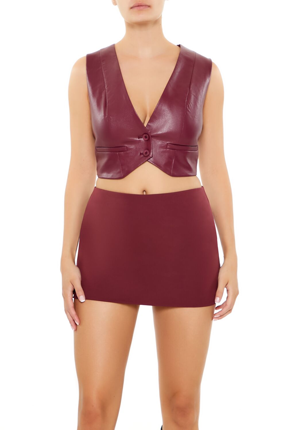 Faux Leather Cropped Vest - Image 6