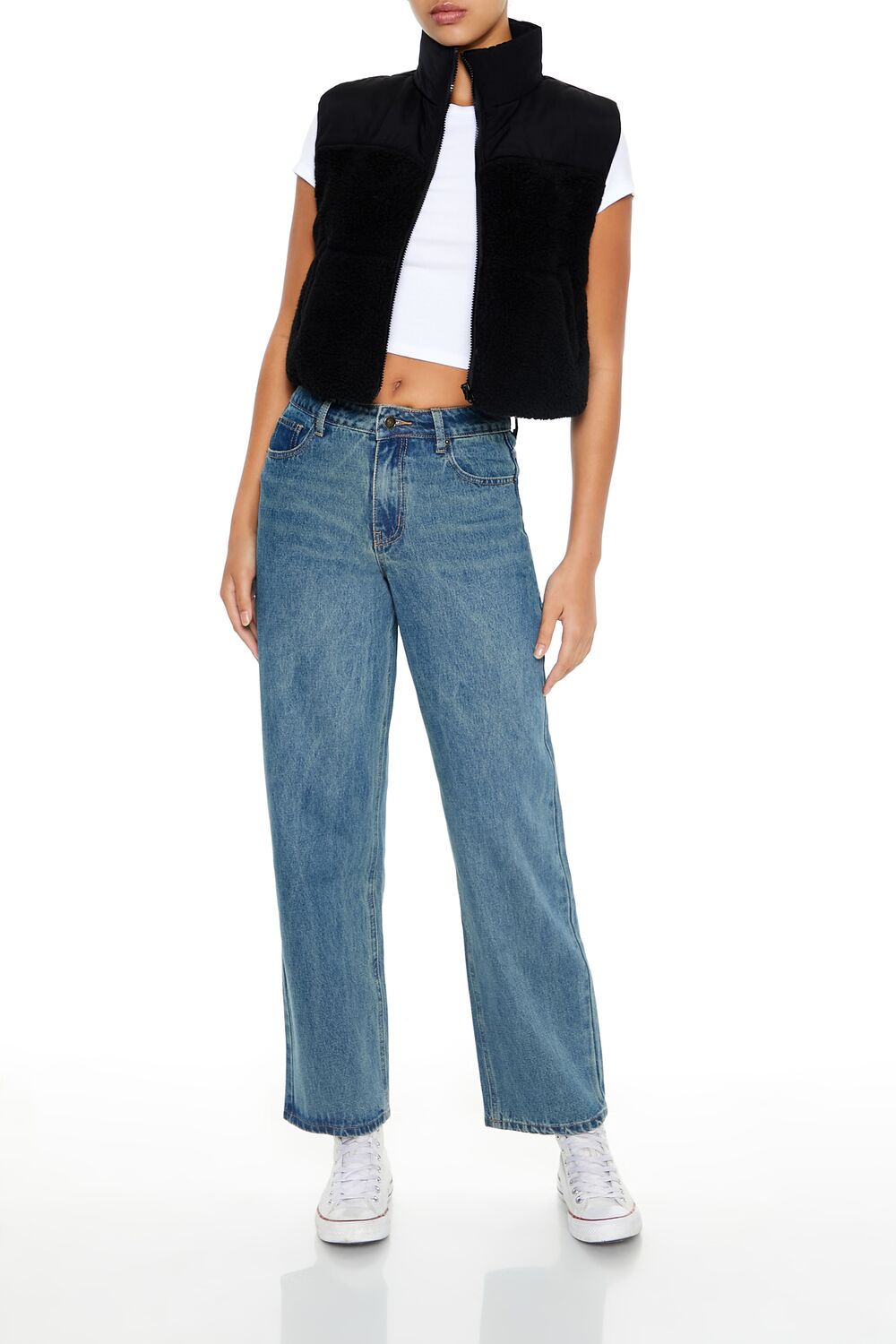 Cropped Faux Shearling Vest - Image 2