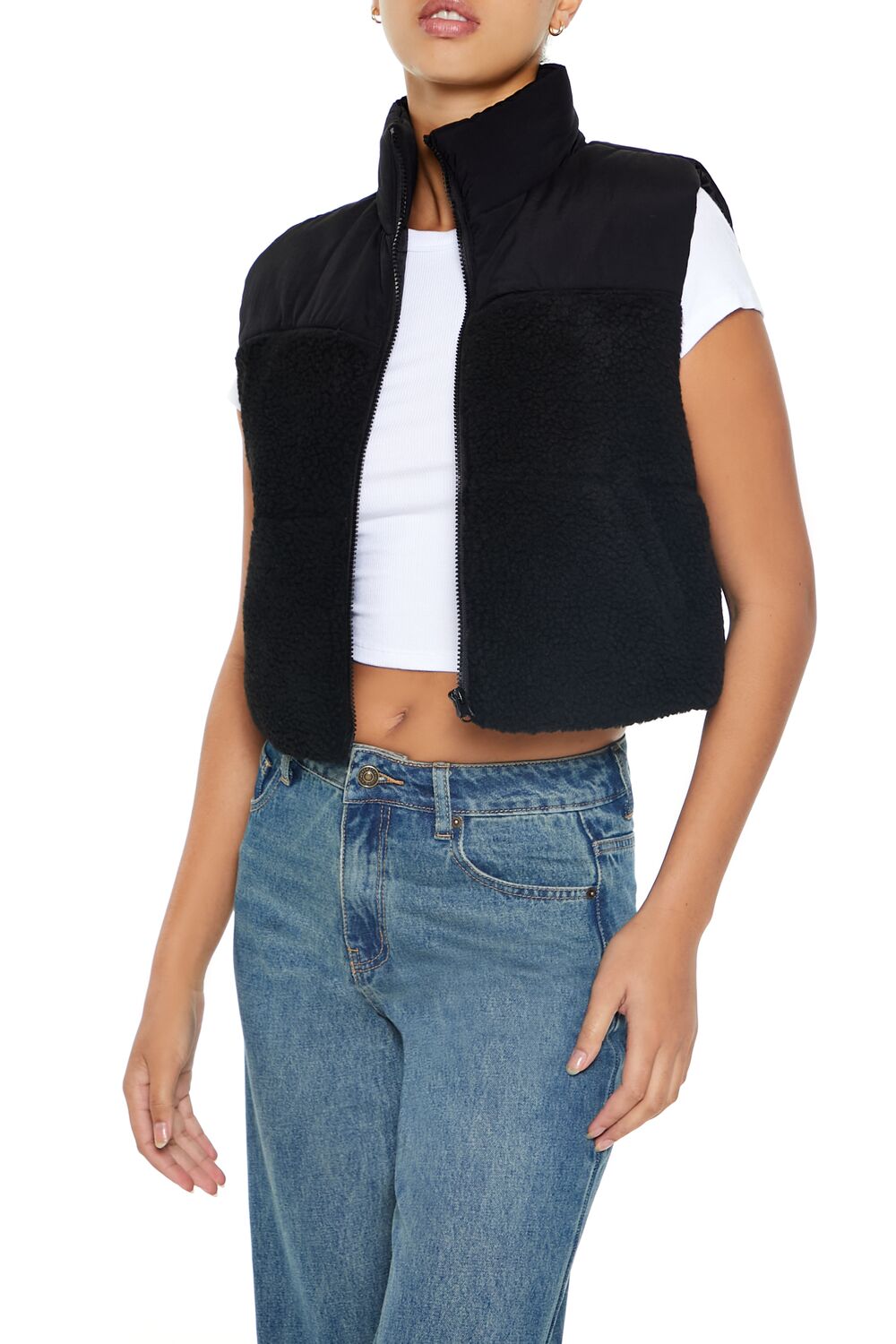 Cropped Faux Shearling Vest - Image 4