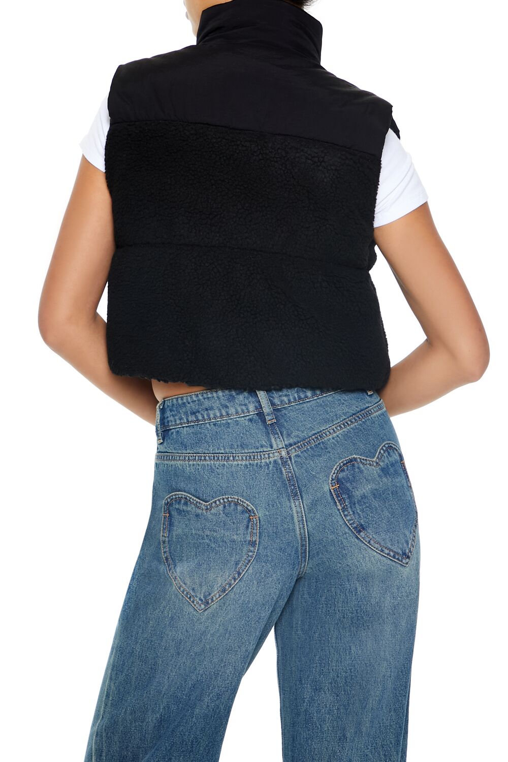 Cropped Faux Shearling Vest - Image 5