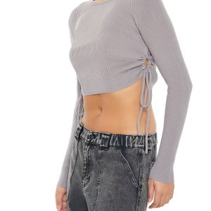 Ruched Cropped Sweater