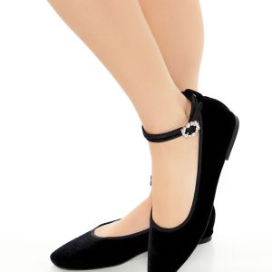 Velvet Mary Jane Ballet Flats