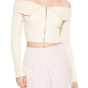 Off-the-Shoulder Cropped Sweater