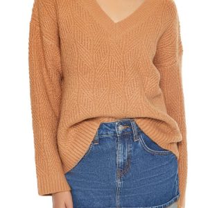 Geo V-Neck Drop-Sleeve Sweater