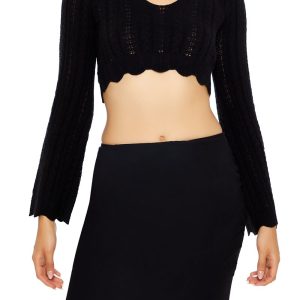 Lace-Up Cropped Sweater