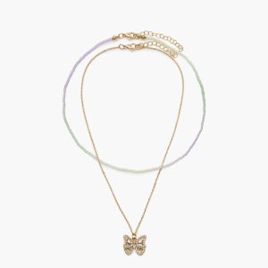 Butterfly & Bead Necklace Set