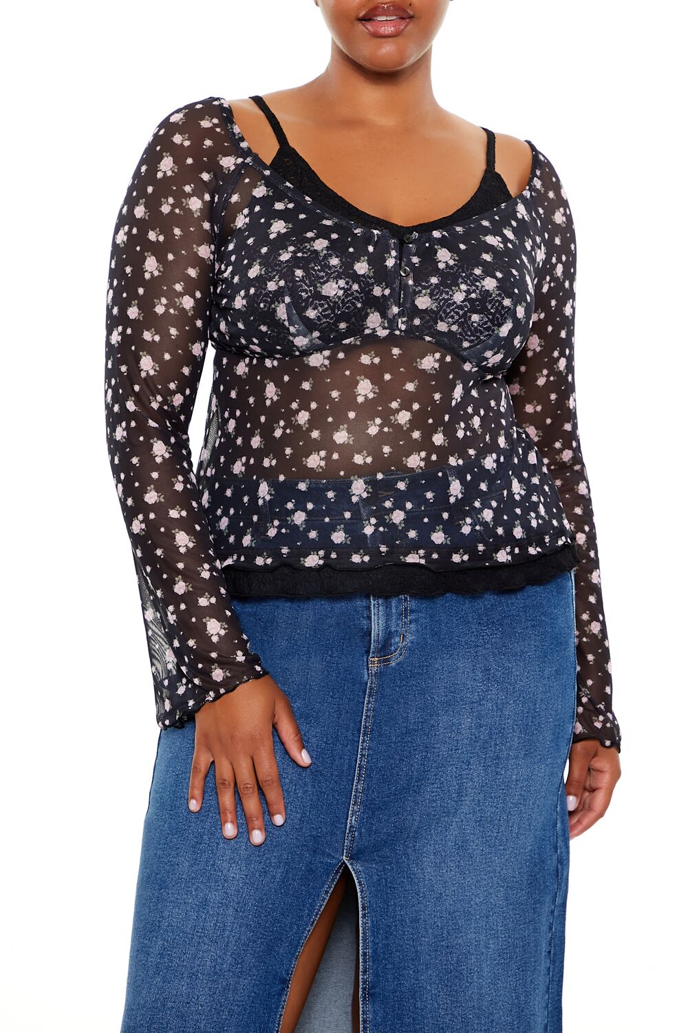 Plus Size Floral Print Combo Top