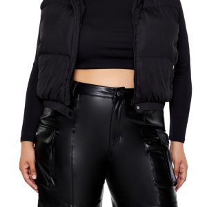 Plus Size Hooded Puffer Vest