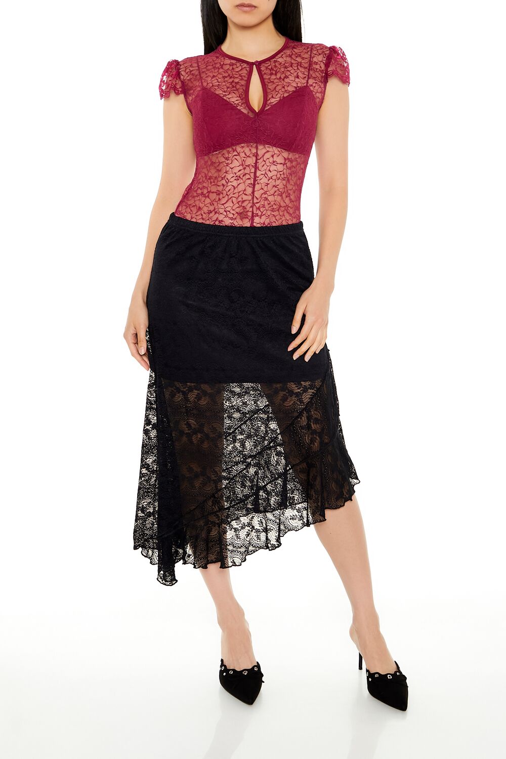 Sheer Lace Thong Bodysuit