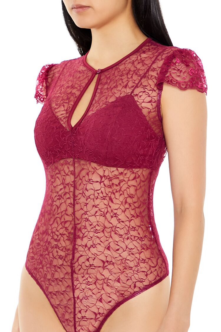 Sheer Lace Thong Bodysuit - Image 3