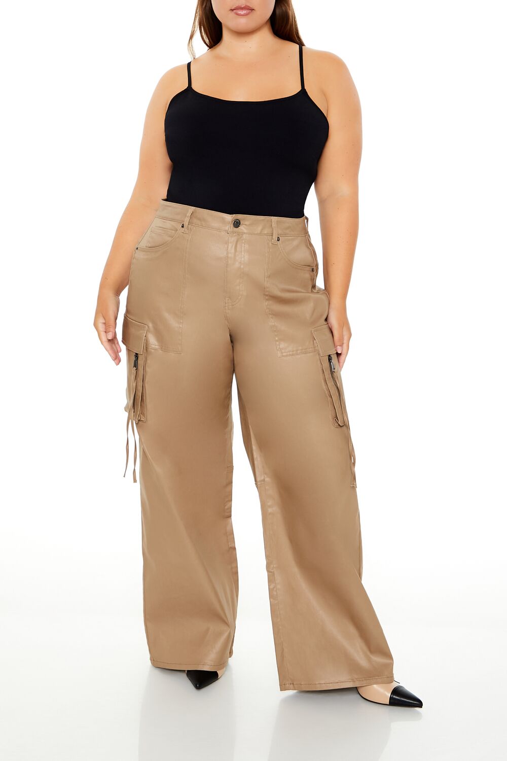 Plus Size Metallic Cargo Pants