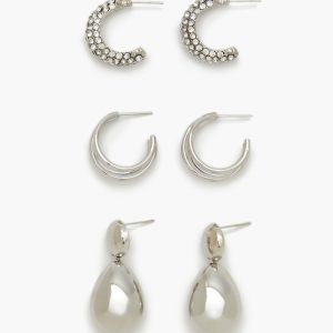 Hoop & Teardrop Drop Earring Set