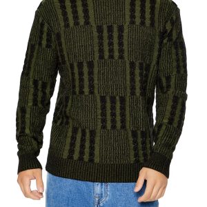Checkered Cable Knit Sweater