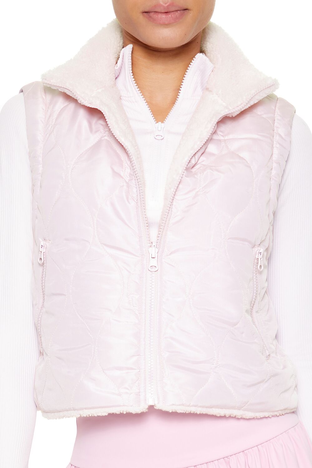 Active Quilted Faux Shearling Vest - Image 3