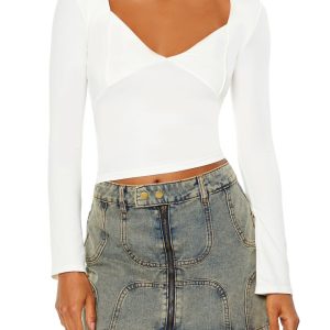 Seamless Knit  V-Neck Crop Top