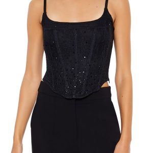 Lace Rhinestone Corset Cami