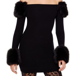 Off-the-Shoulder Mini Sweater Dress