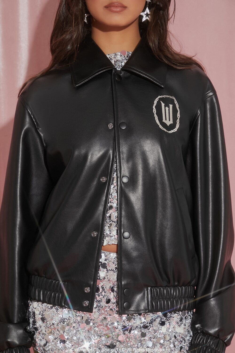 Wicked Rhinestone Faux Leather Jacket - Image 3