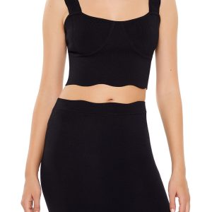 Sweater-Knit Bustier Crop Top