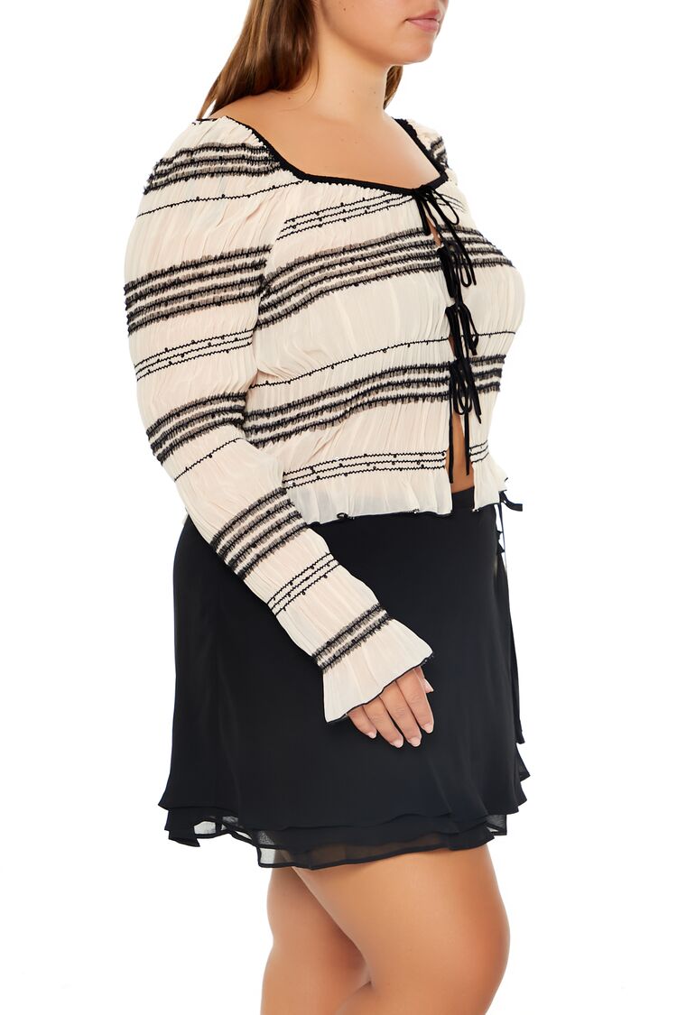 Plus Size Striped Tie-Front Top - Image 4