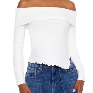 Ribbed Off-the-Shoulder Sweater