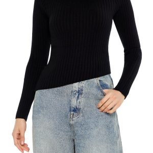 Asymmetrical Ribbed Knit Sweater
