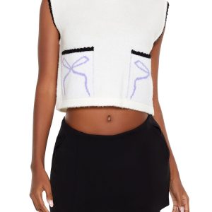 Cropped Bow Sweater Vest