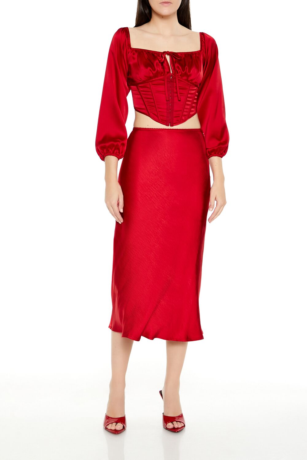 Satin Corset Crop Top - Image 7