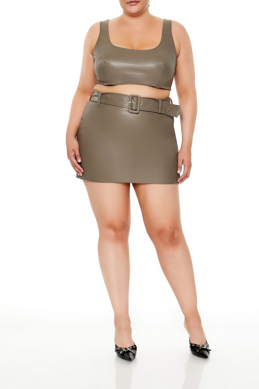 Plus Size Faux Leather Crop Top - Image 2