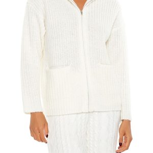 Ribbed Knit Zip-Up Sweater