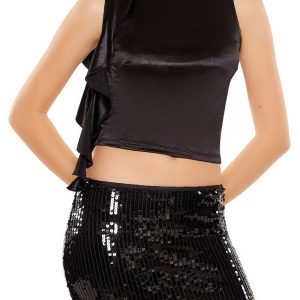 Satin Rosette Sash Crop Top