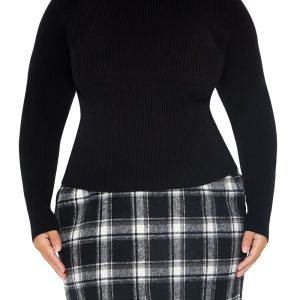 Plus Size Ribbed Turtleneck Sweater