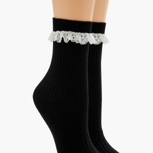 Lace-Trim Crew Socks